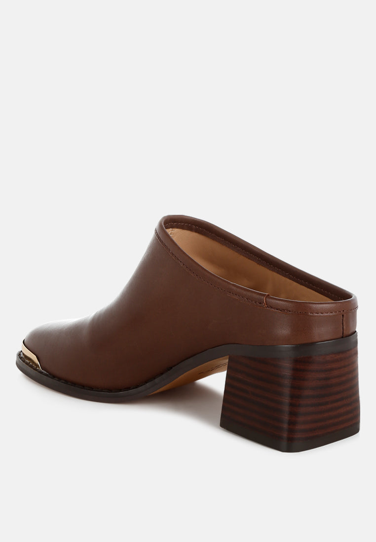 bottani genuine leather slip-on mules#color_brown