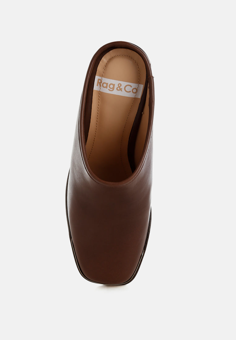 bottani genuine leather slip-on mules#color_brown