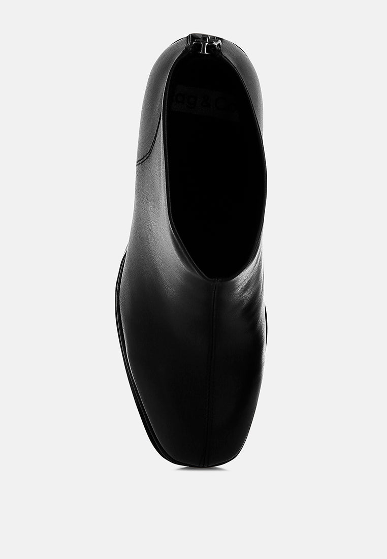 armada genuine leather square toe boots#color_black