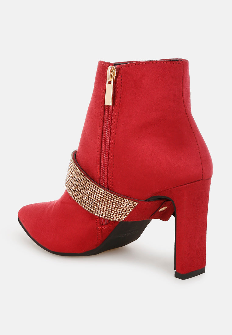 asagao diamante & rhinestones strap boots#color_red