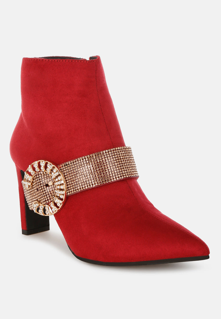 asagao diamante & rhinestones strap boots#color_red