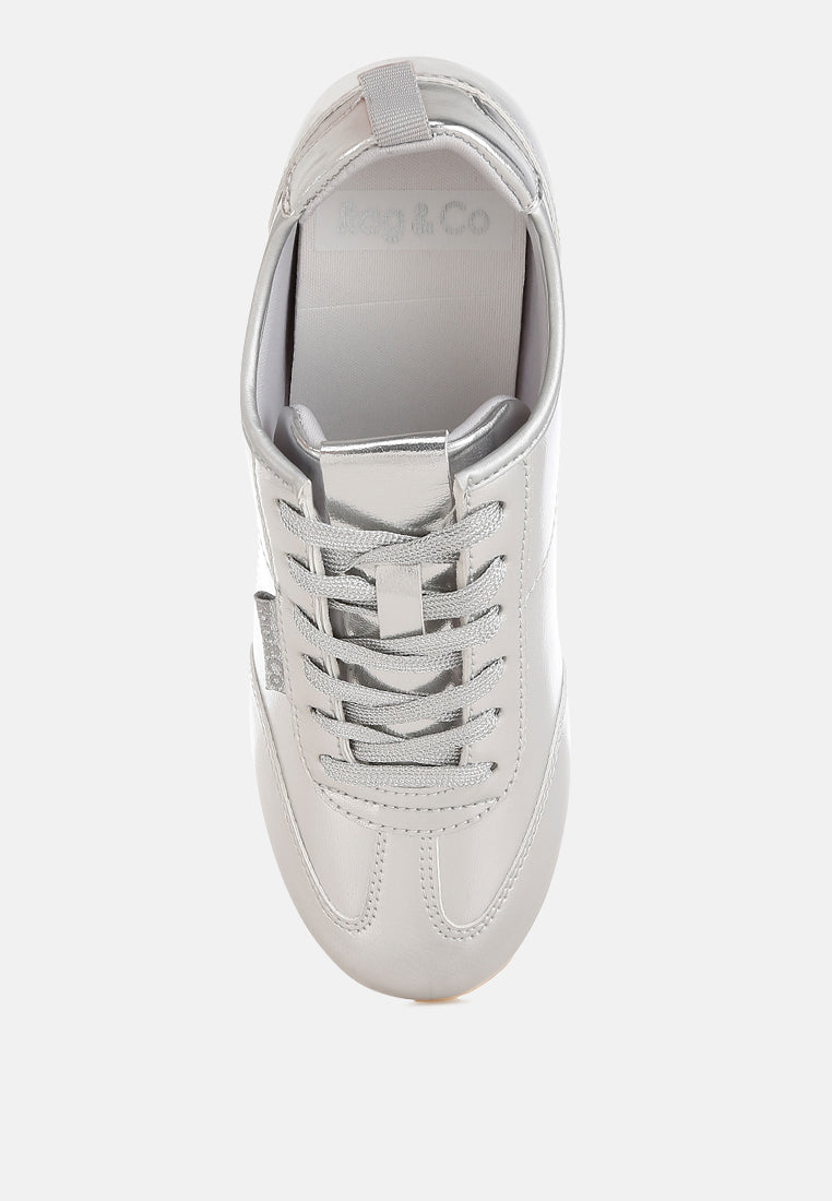 astylos metallic faux leather sneakers#color_silver