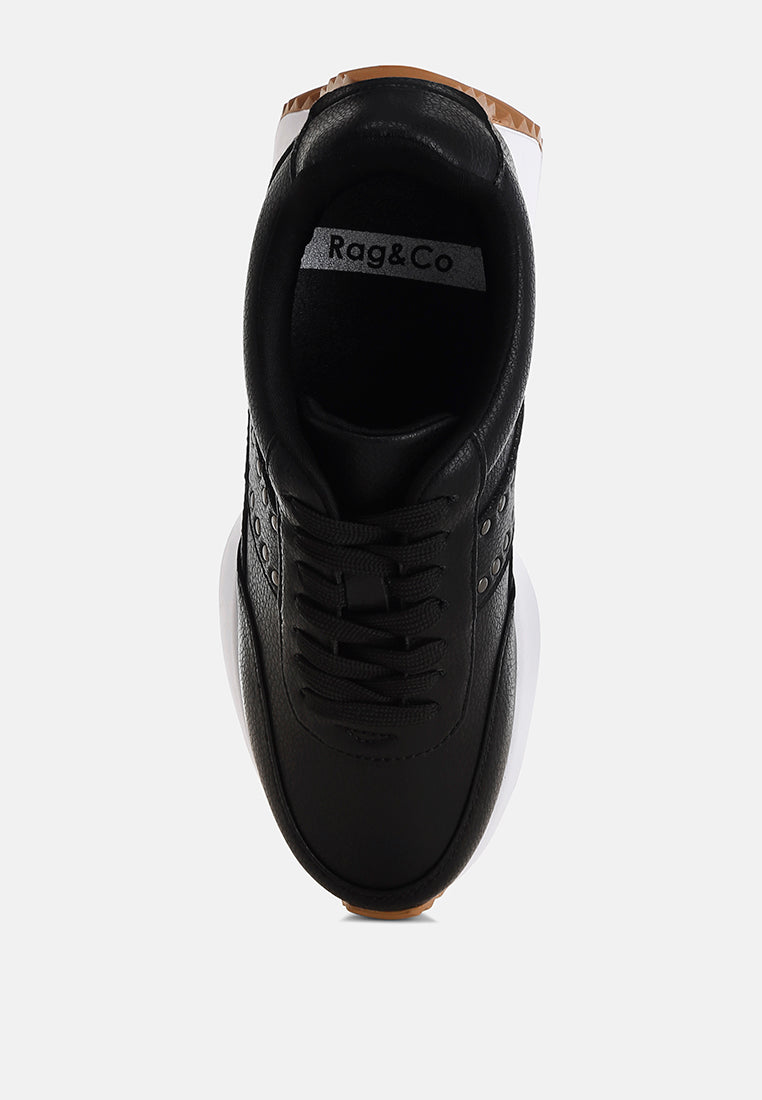 athion studded real leather sneakers#color_black