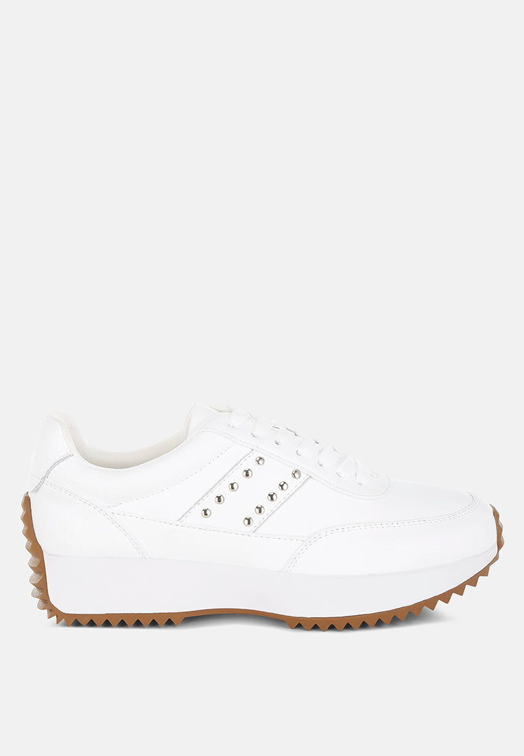 athion studded real leather sneakers#color_white