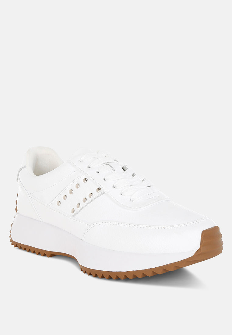 athion studded real leather sneakers#color_white
