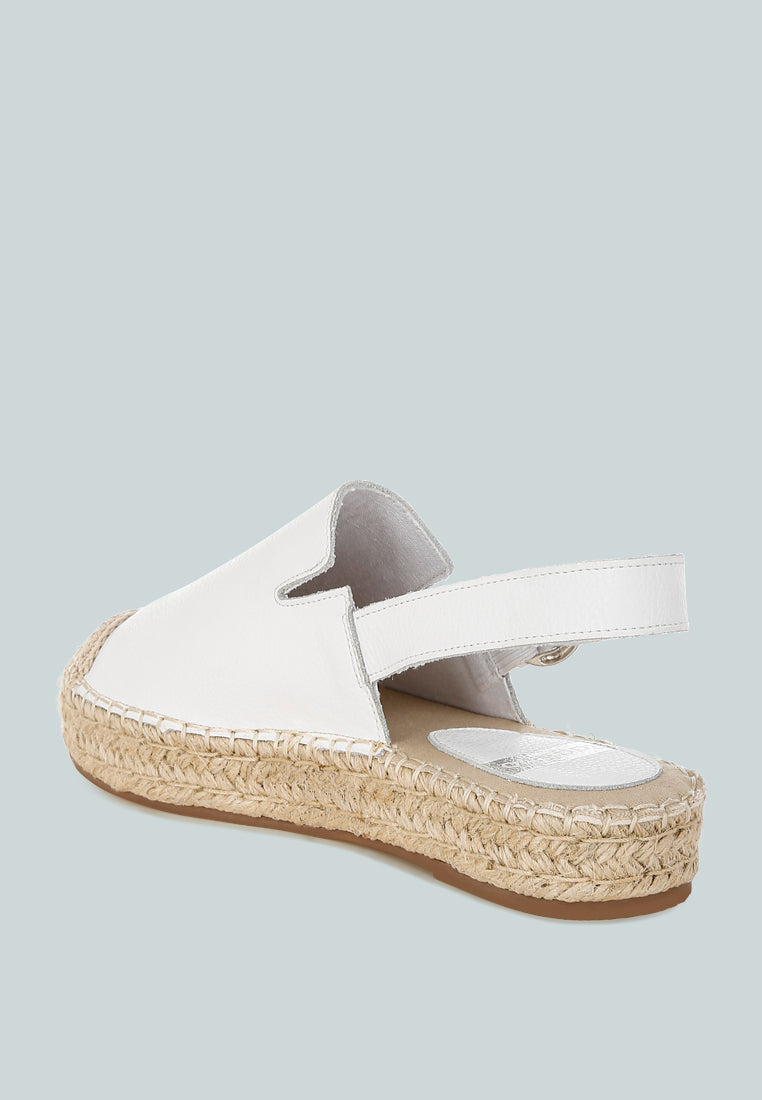 azula genuine leather espadrilles sandals#color_white