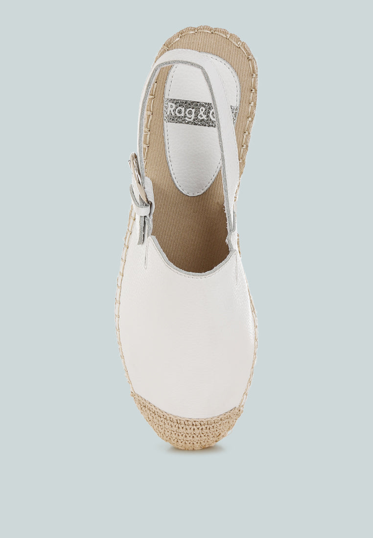 azula genuine leather espadrilles sandals#color_white