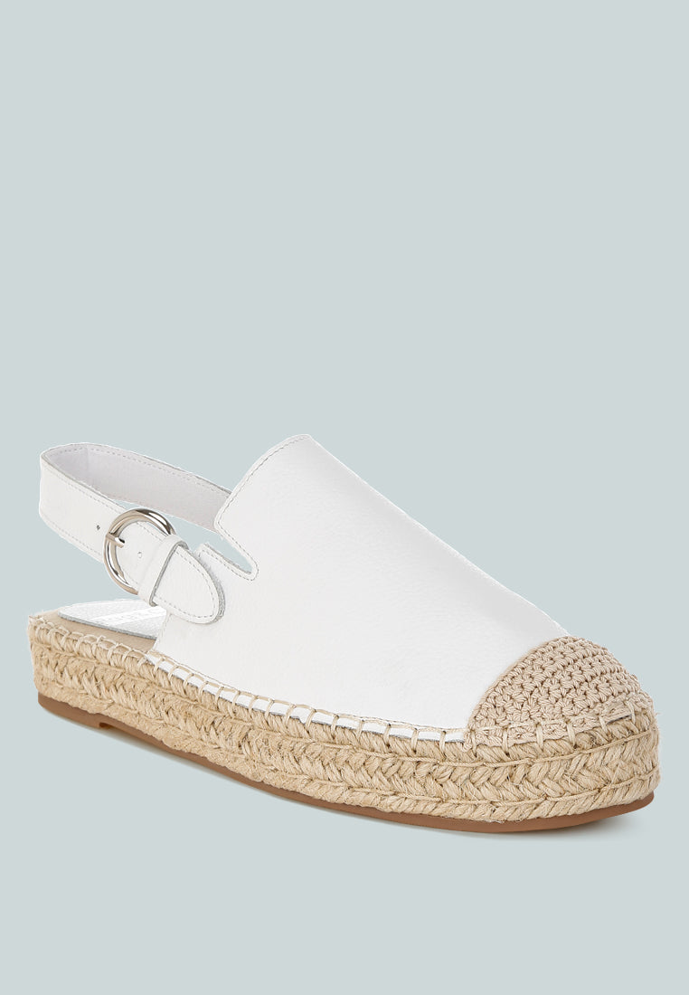 azula genuine leather espadrilles sandals#color_white