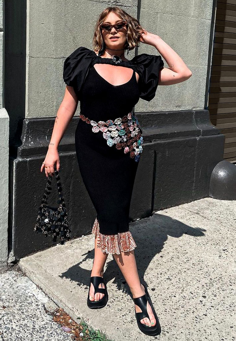 BULLOCK Slip-On Leather Sandal in Black#color_black