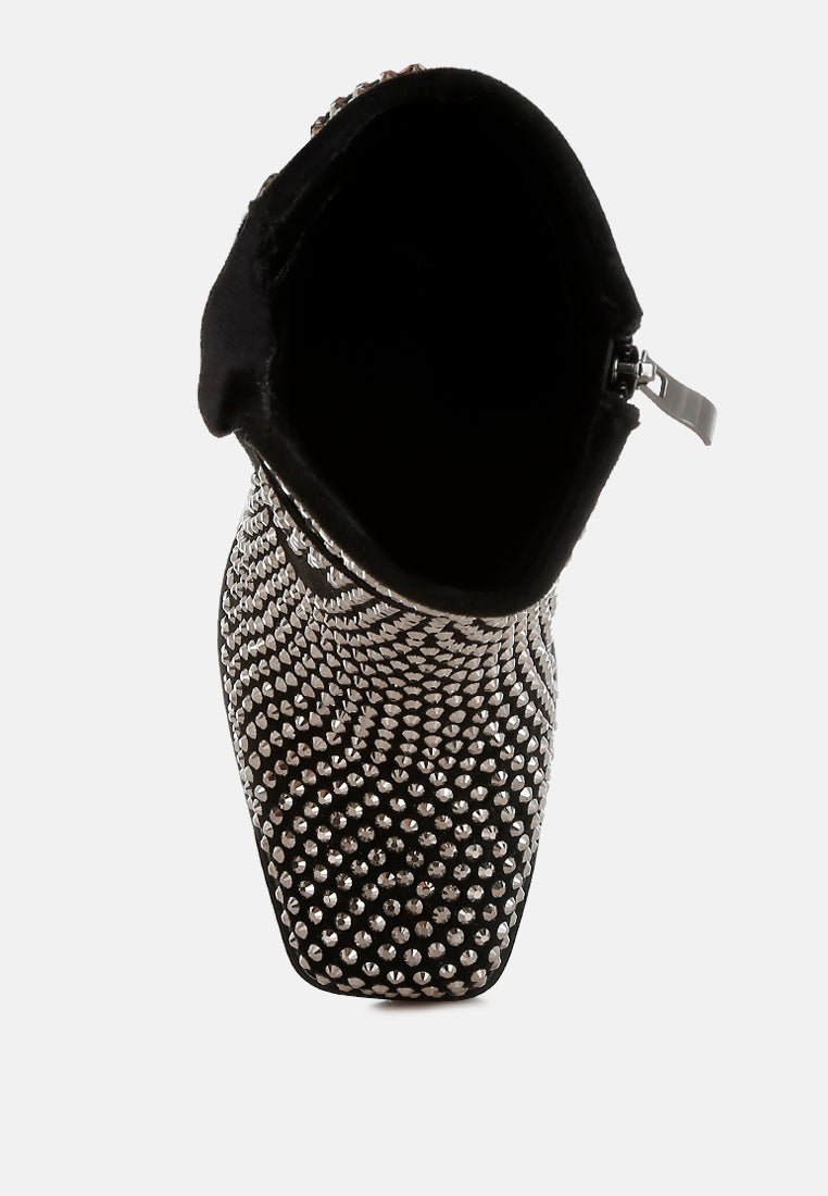 babbon studded harness detail ankle boots#color_black