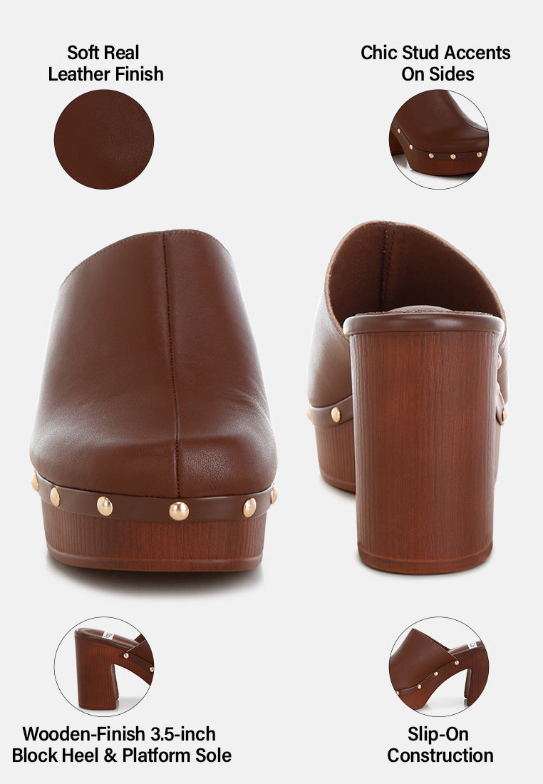 benji recycled leather clogs#color_brown