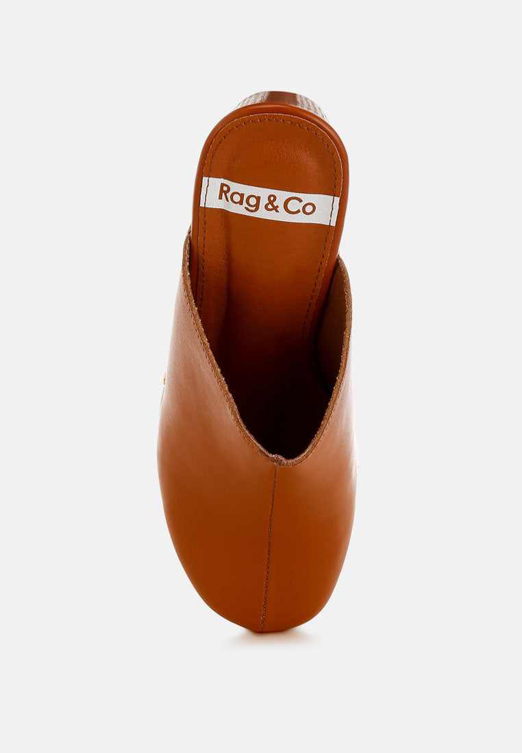 benji recycled leather clogs#color_tan