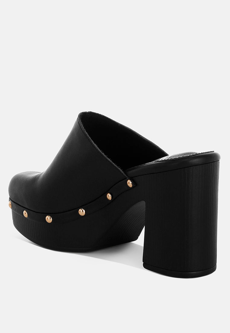 benji recycled leather clogs#color_black