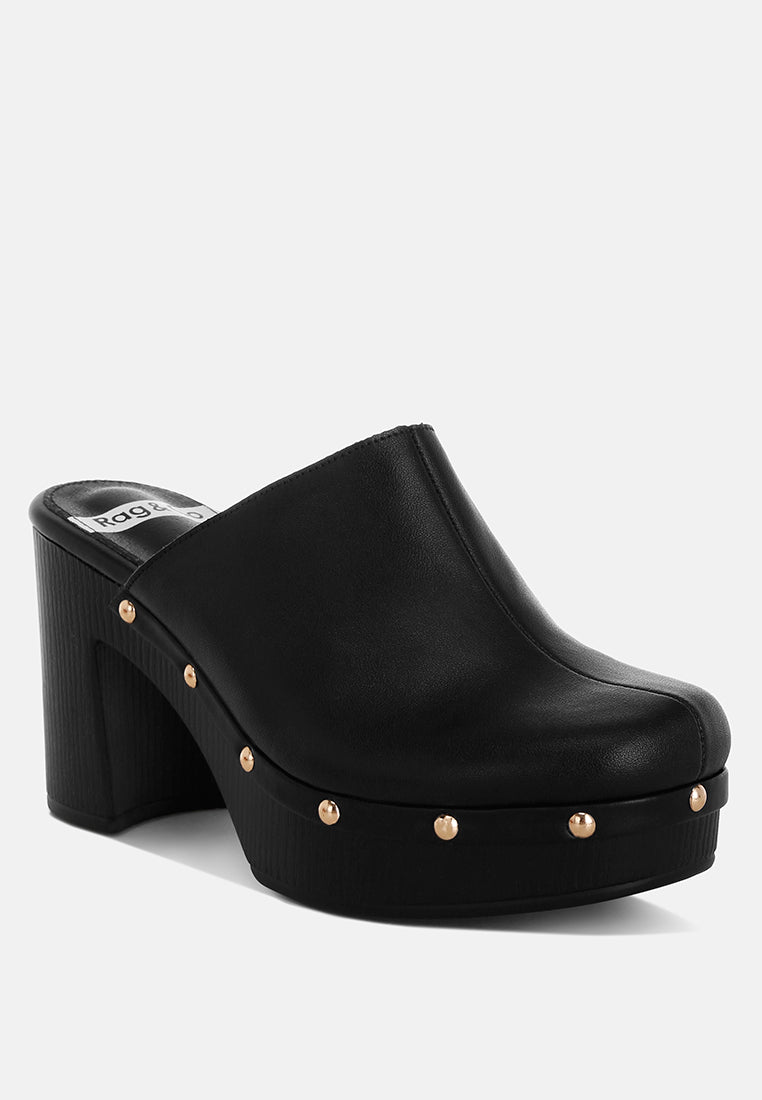 benji recycled leather clogs#color_black