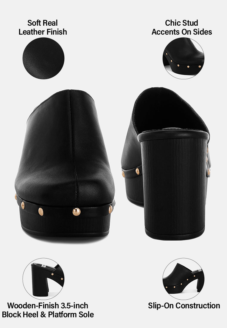 benji recycled leather clogs#color_black