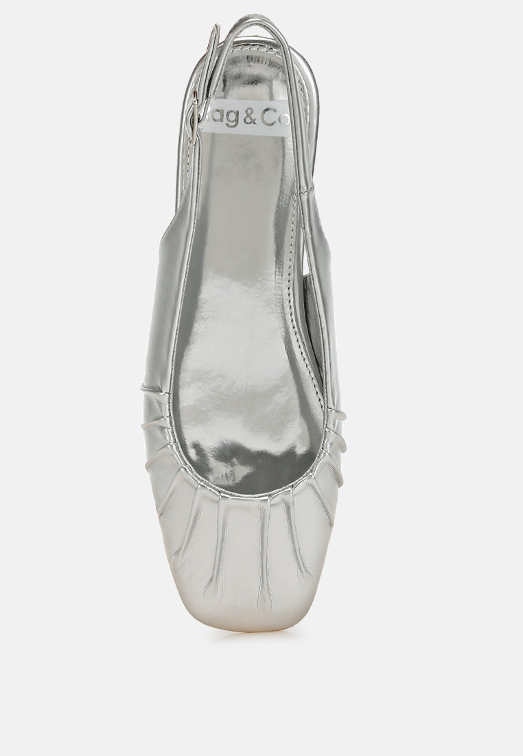 berni metallic square toe flat slingbacks#color_silver