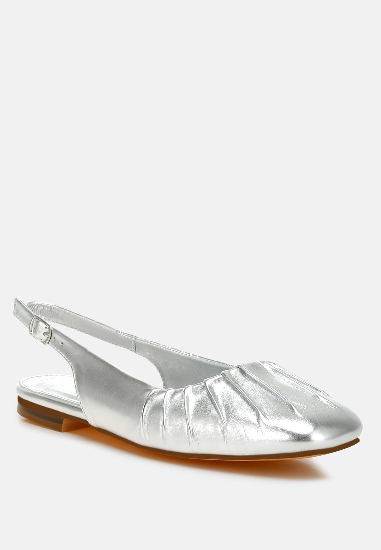 berni metallic square toe flat slingbacks#color_silver