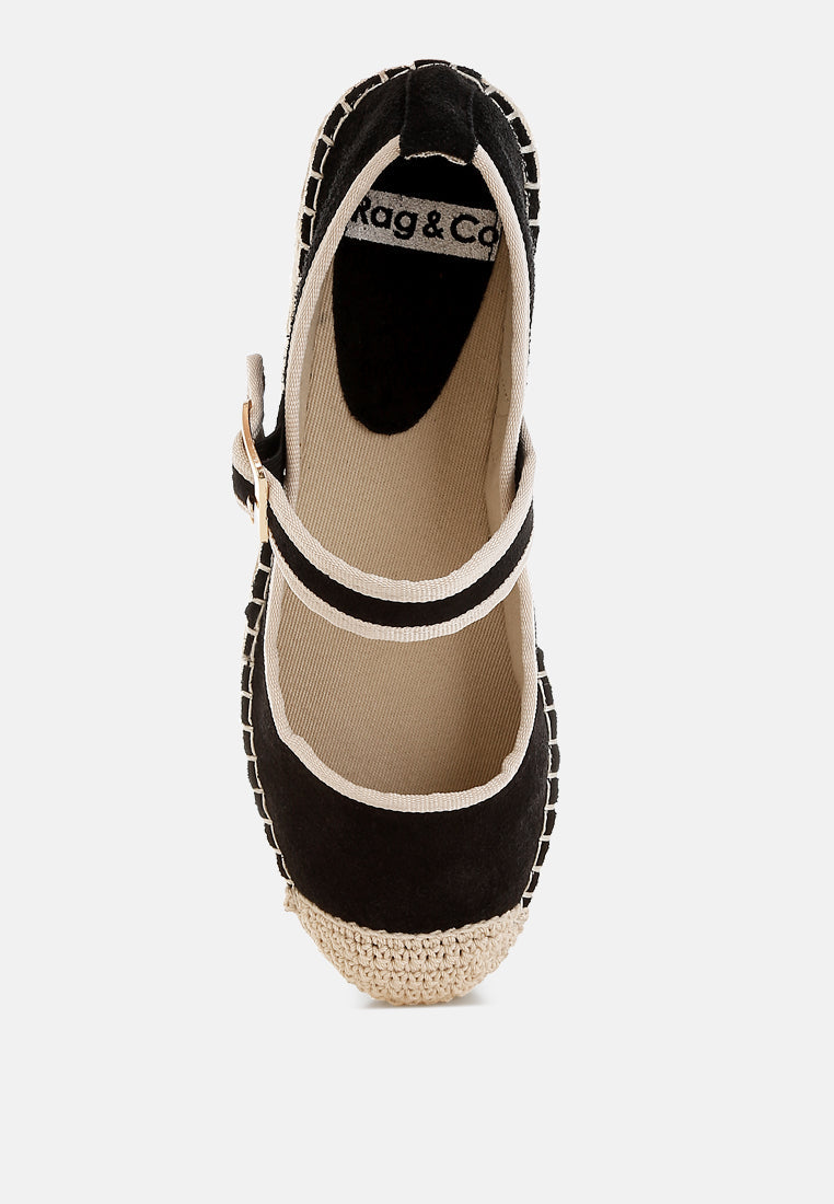 bolean soft suede leather mary jane espadrilles#color_black