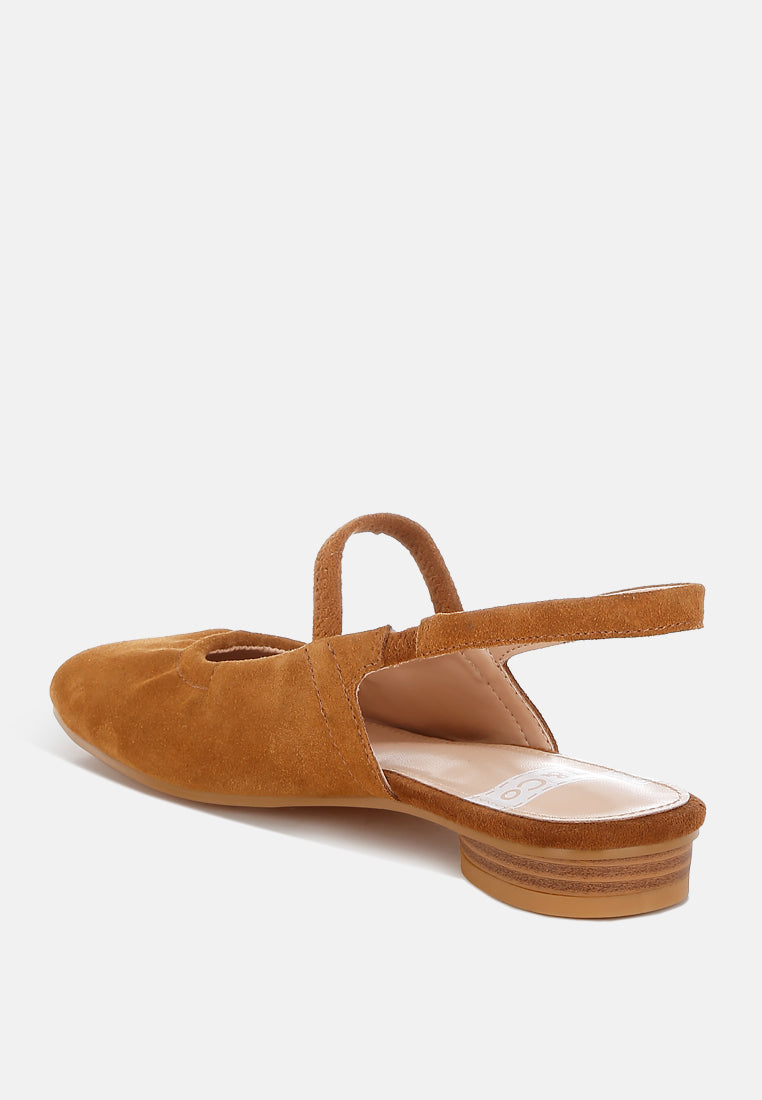 bounzi soft suede leather slingback sandals#color_tan