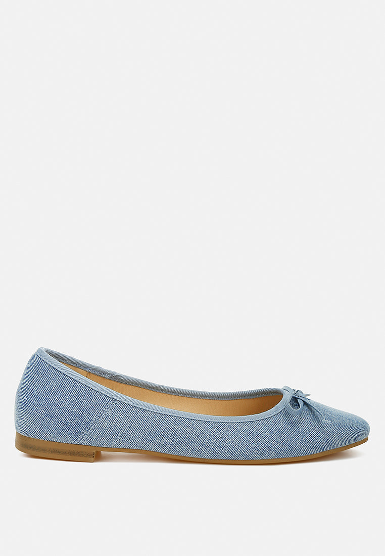 Vigilante Bow Detail Denim Ballerinas#color_Blue