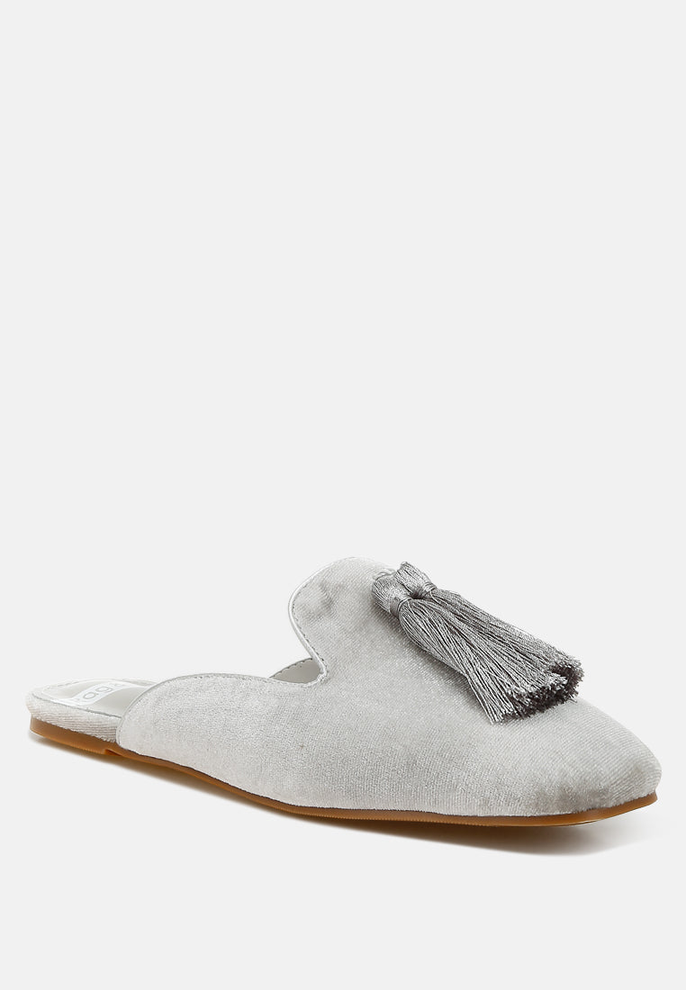 cardinal tassel detail velvet mules#color_silver
