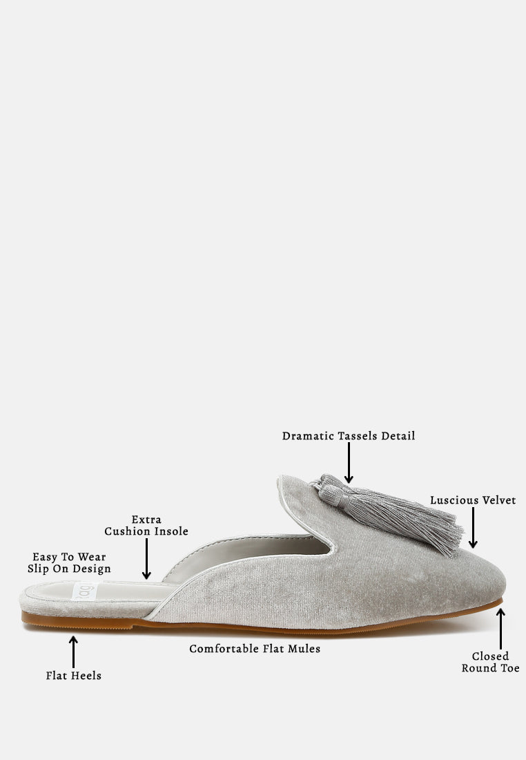 cardinal tassel detail velvet mules#color_silver