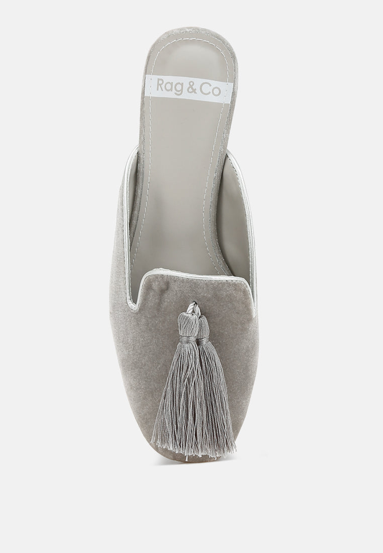 cardinal tassel detail velvet mules#color_silver