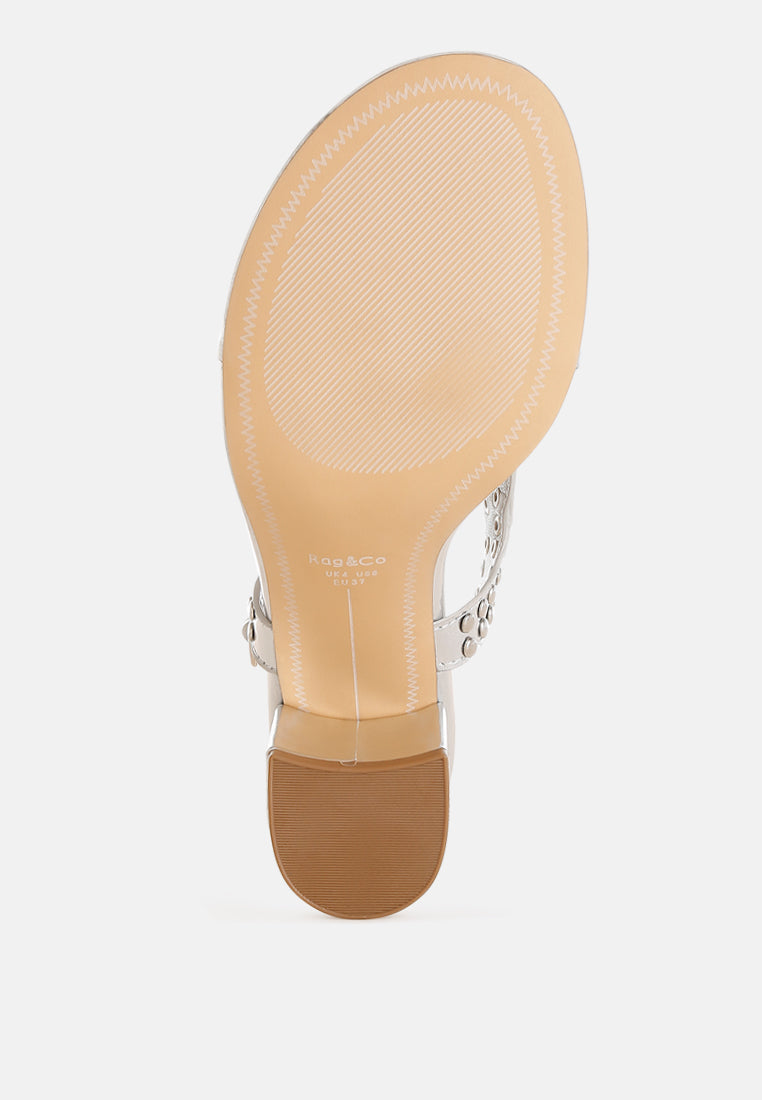 chan metallic studded statement heels#color_silver