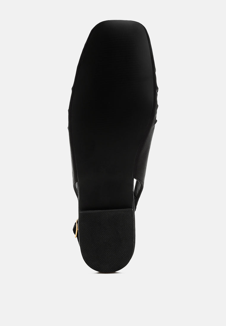cheeni satin square toe flat slingbacks#color_black