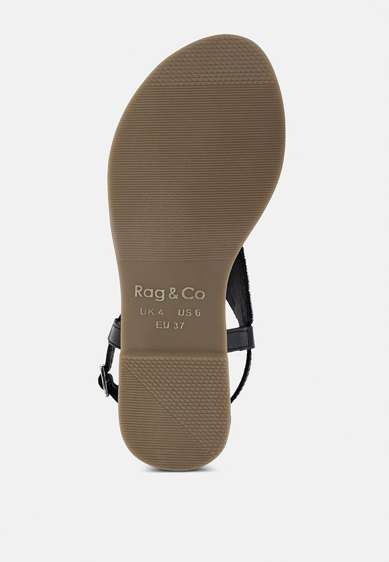 chitra pin buckle beaded flat sandals#color_black