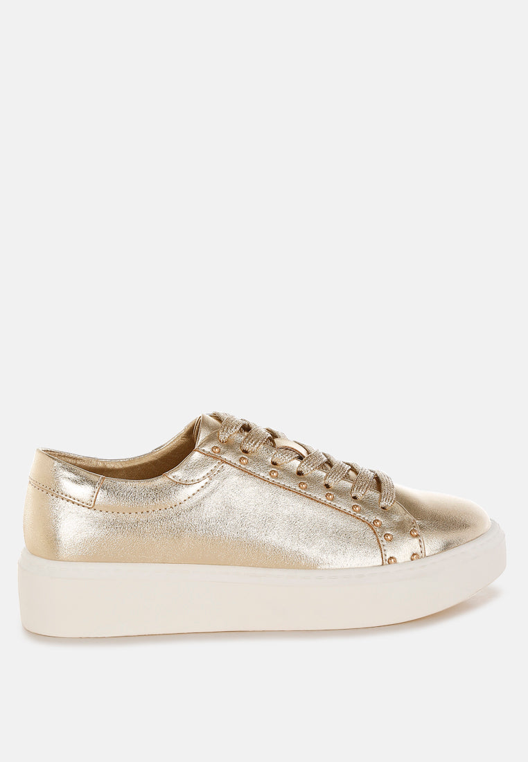 cincinati metallic pleather chunky sneakers#color_gold