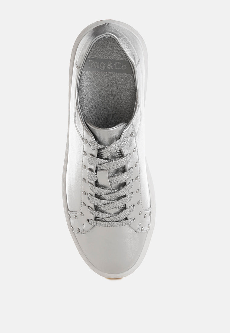 cincinati metallic pleather chunky sneakers#color_silver