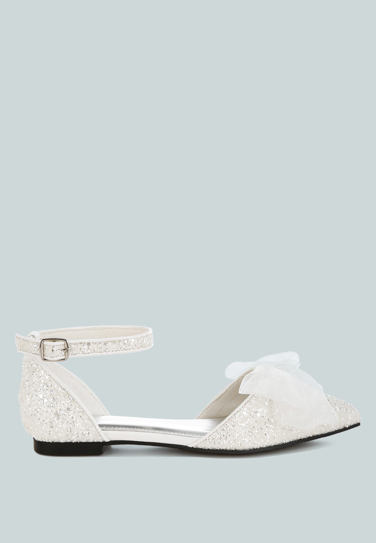 clarice sheer bow detail glitter flat sandals#color_white
