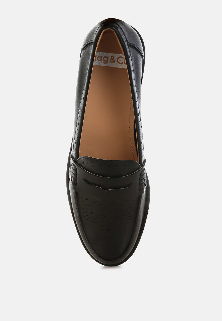 clotilda perforated low heel loafers#color_black