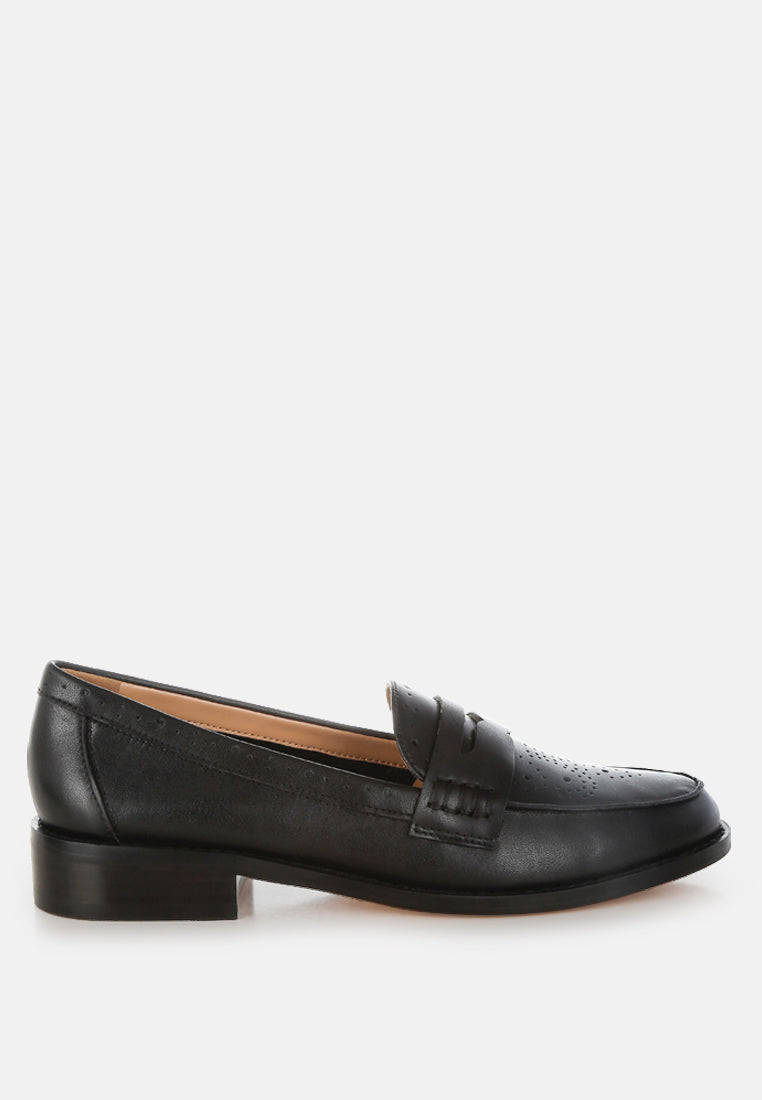 clotilda perforated low heel loafers#color_black