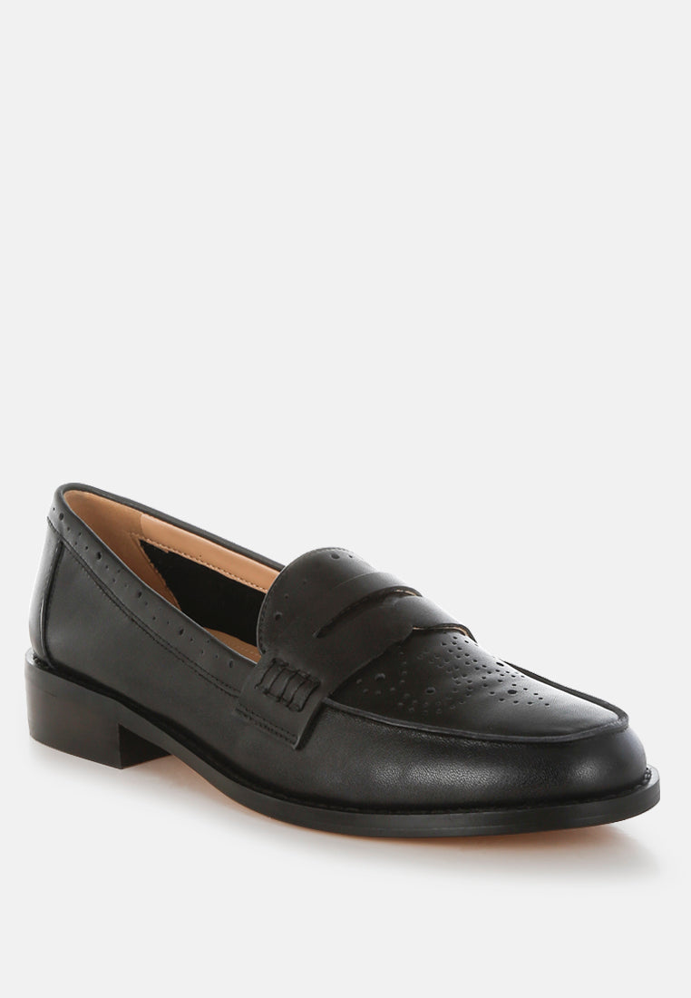 clotilda perforated low heel loafers#color_black