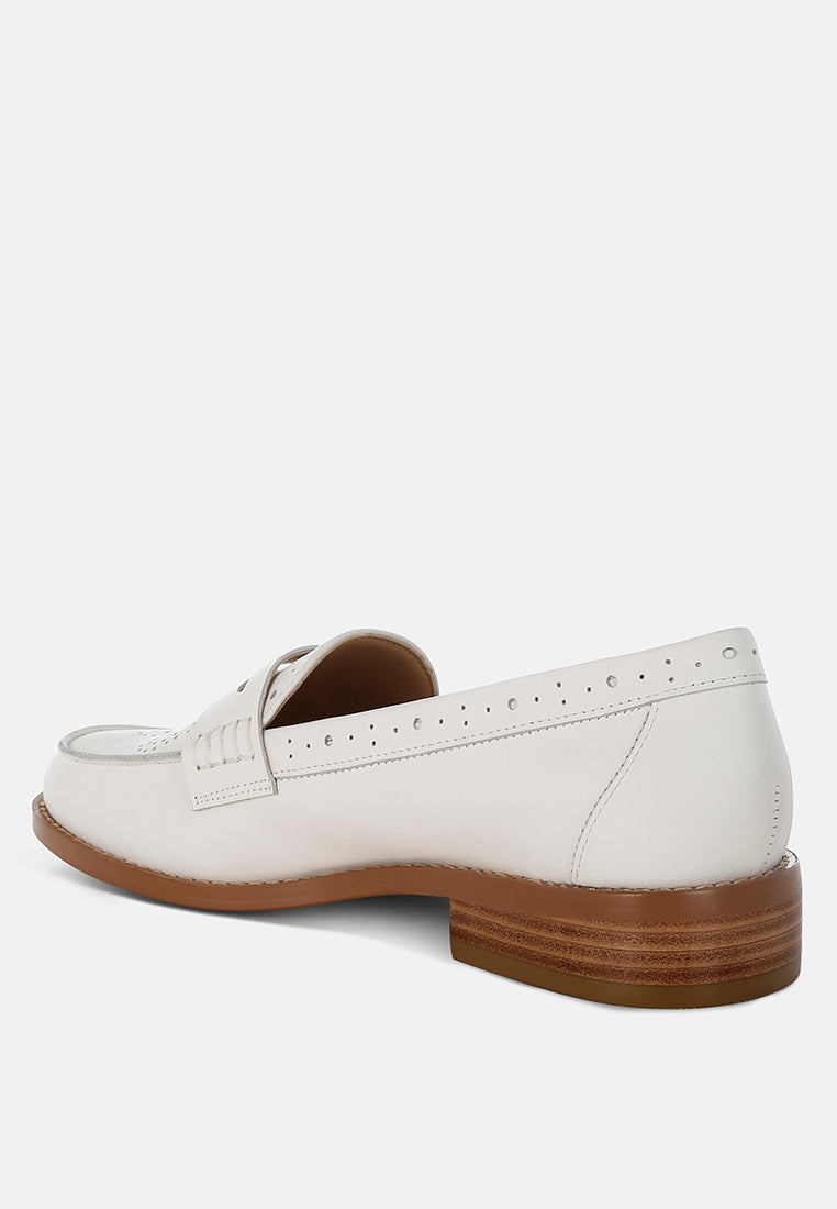 clotilda perforated low heel loafers#color_off white