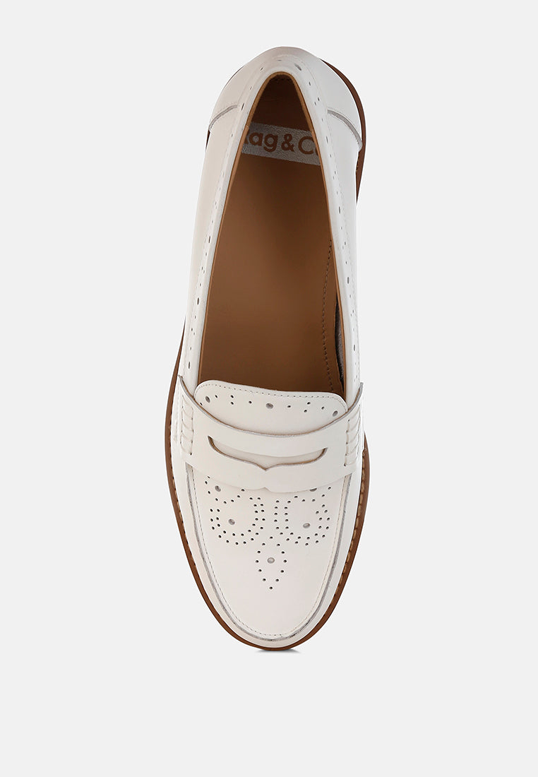 clotilda perforated low heel loafers#color_off white