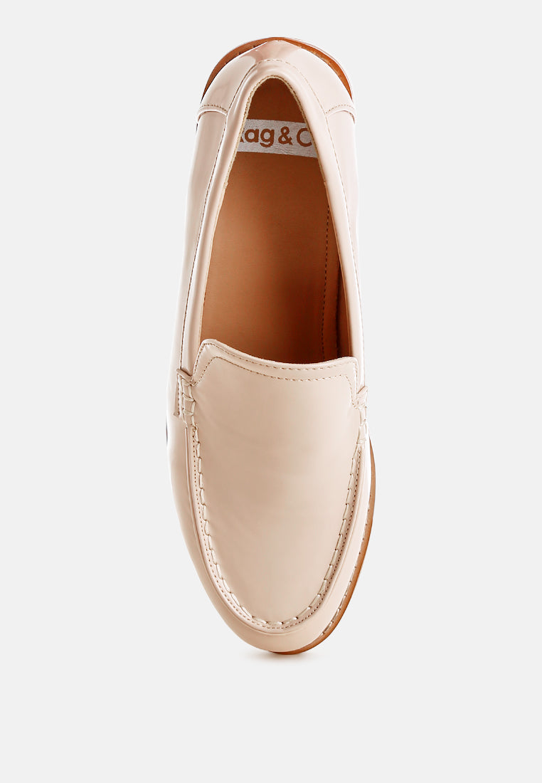 corleone pleather stacked heel loafers#color_beige