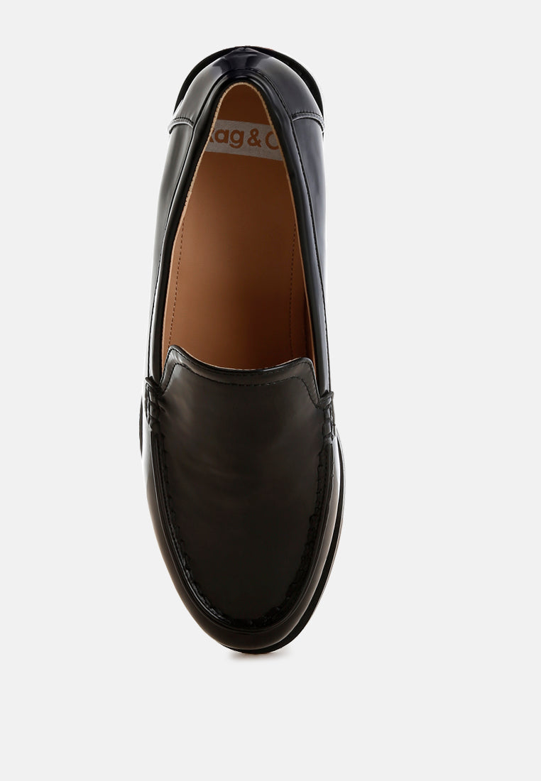 corleone pleather stacked heel loafers#color_black