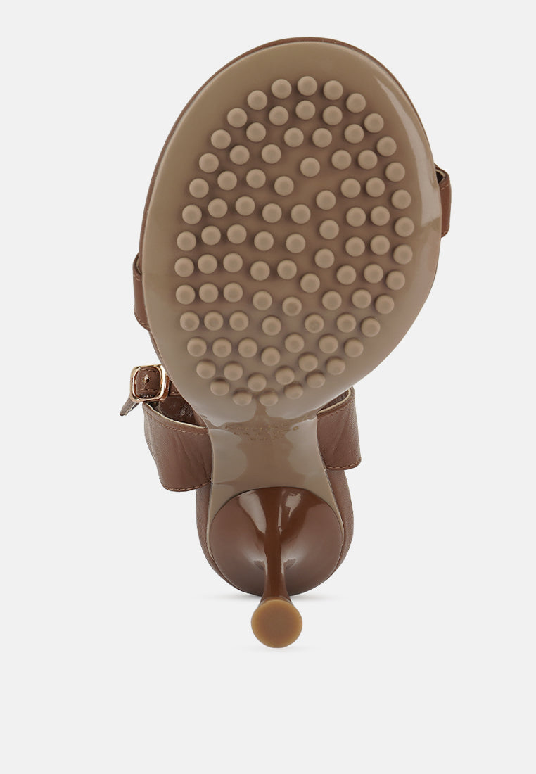 DAENERYS Mocca Horsebit Embellished Sandals#color_mocca