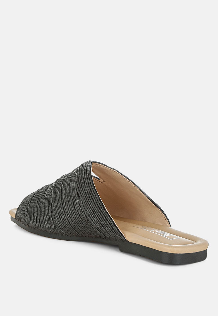 daisy doe raffia square toe flats#color_black