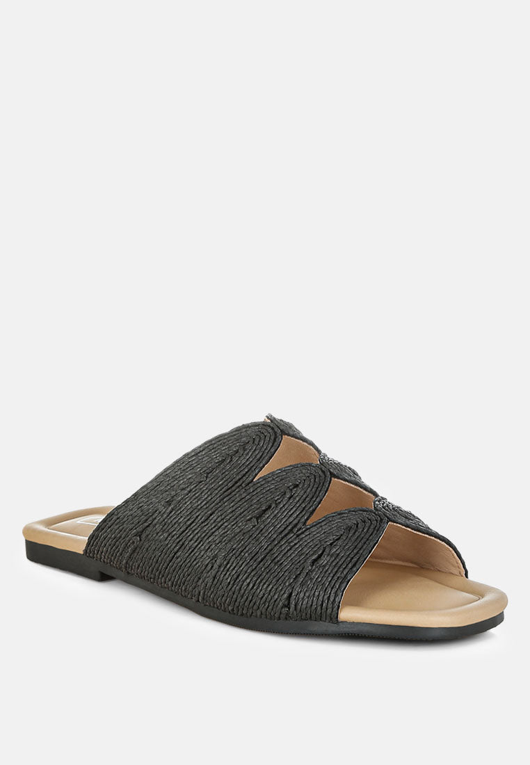 daisy doe raffia square toe flats#color_black