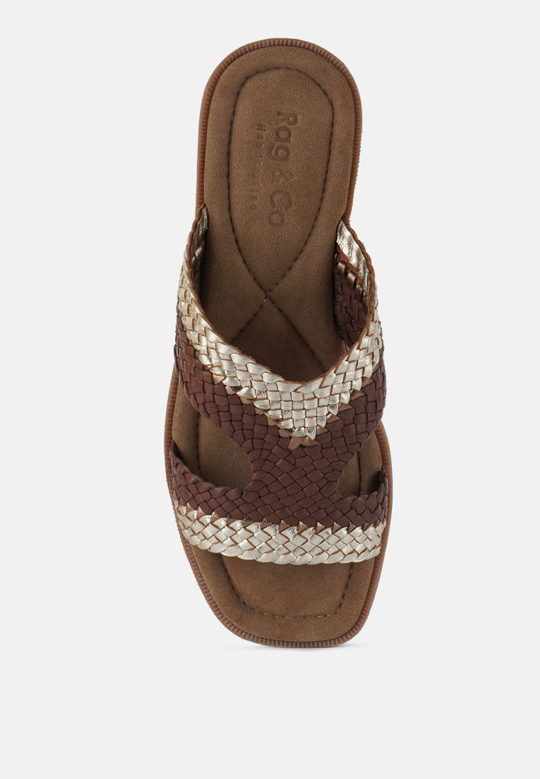eirata genuine mesh leather slip-on flats#color_brown