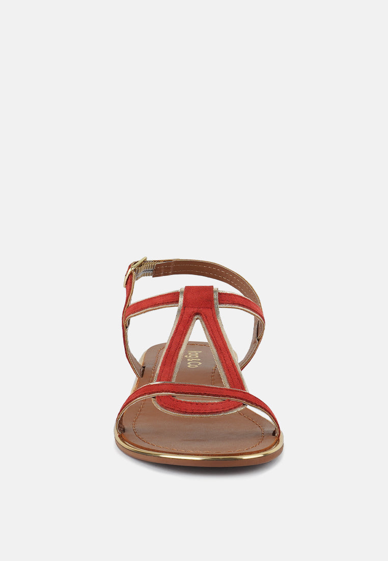 FEODORA Red Flat Slip-on Sandals#color_red