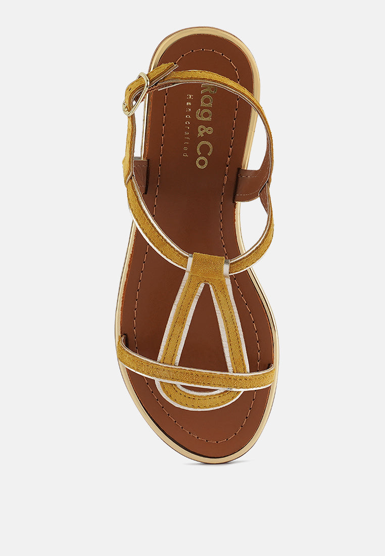 FEODORA Yellow Flat Slip-on Sandals#color_yellow