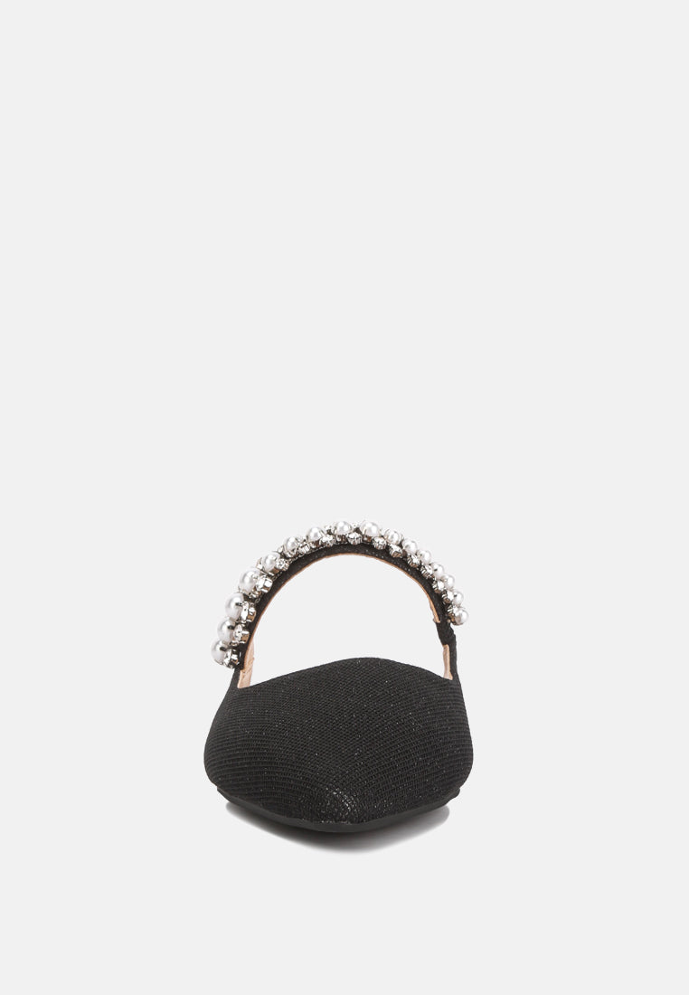 GEODE Pearl Embellished Slip On Mules#color_black