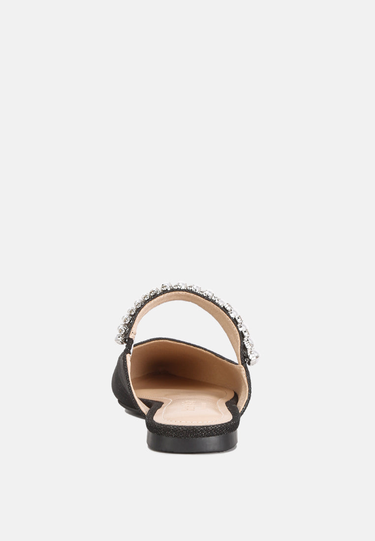 GEODE Pearl Embellished Slip On Mules#color_black
