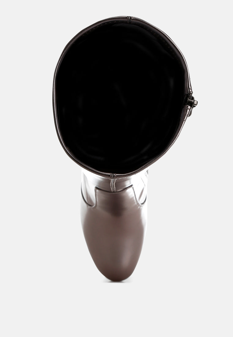 halara metallic pleather long boots#color_pewter