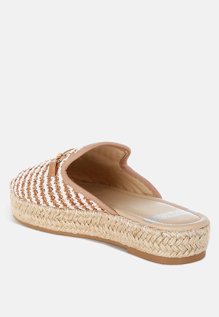 himari raffia slip-on mules#color_brown